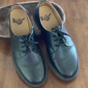 Dr. Martens Black Leather Flats with Air-Cushioned Sole